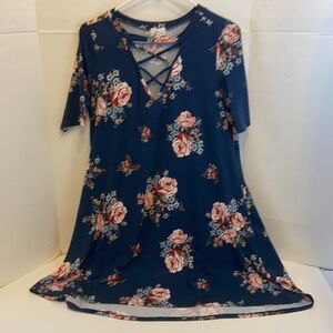 Fig & olive blue flowers dress soft xl
